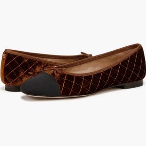 Sam Edelman Brown Velvet Quilted Flats